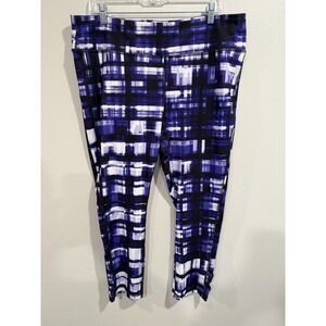Zenergy By Chico's Leggings Women Size 3 White Purple Printed Stretch Athleisure